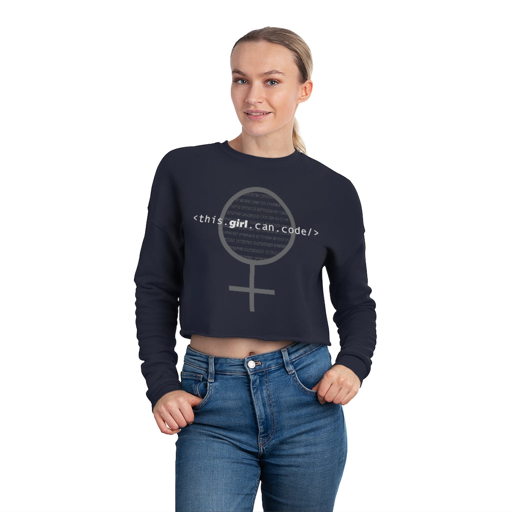 This Girl Can Code Cropped Fleece Pullover